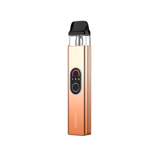 Vaporesso XROS 4 Pod Kit hardware with sleek design, featuring a removable pod and user-friendly interface for vaping.