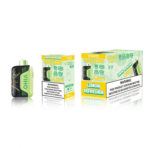 VIHO TRX 50K Disposable Vape with 50,000 puffs, sleek design, Texas-compliant, portable vape device for nicotine enjoyment.