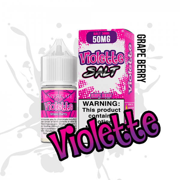 Violette SALT Vapergate 30mL e-liquid bottle with purple and white label featuring floral design and Vapergate branding