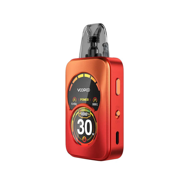 VOOPOO Argus A 30W pod system hardware with sleek design, compact body, and adjustable wattage display.