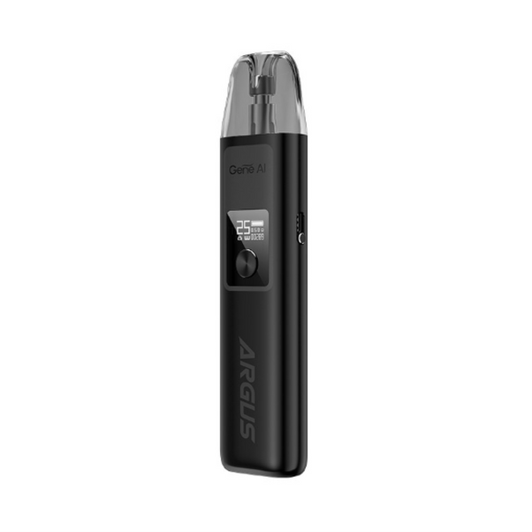 VOOPOO Argus G 25W Pod System hardware with sleek design, compact size, and integrated pod for vaping convenience.