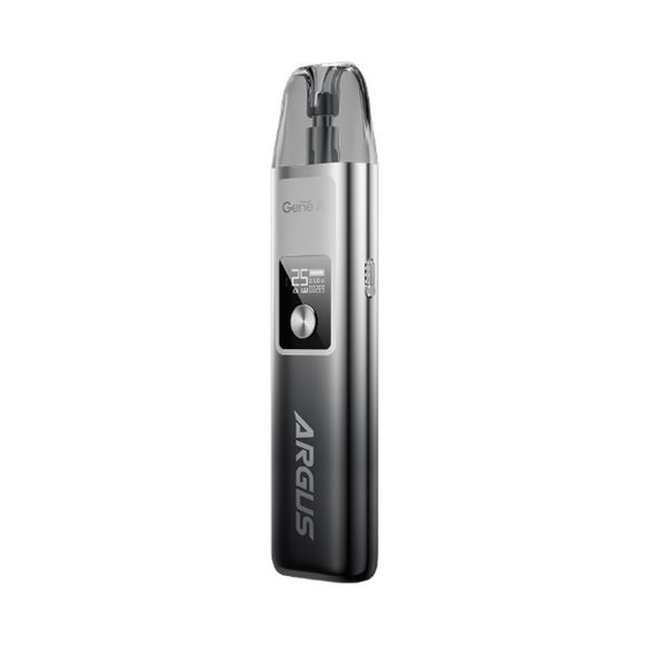 VOOPOO Argus G 25W pod system hardware with sleek design and compact size, featuring adjustable wattage and integrated pod.