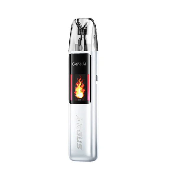 VOOPOO Argus G2 30W pod system hardware with sleek design and compact size, featuring a modern vape device with mouthpiece and controls.
