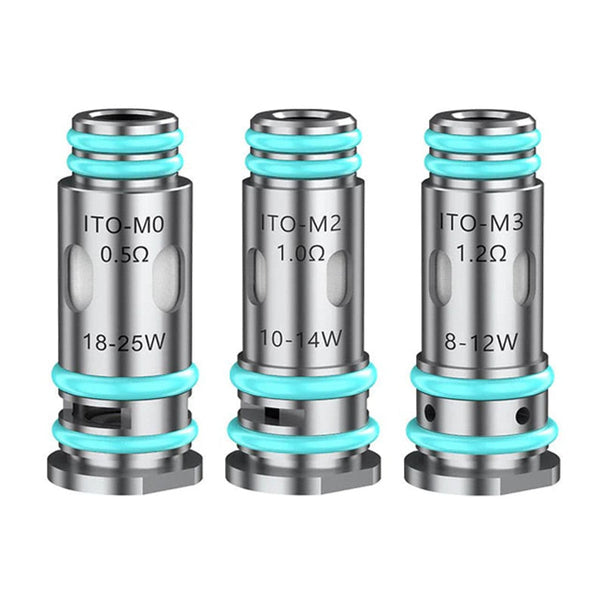 VOOPOO ITO Replacement Coils for vape devices, showcasing the coil design and packaging in a close-up shot.