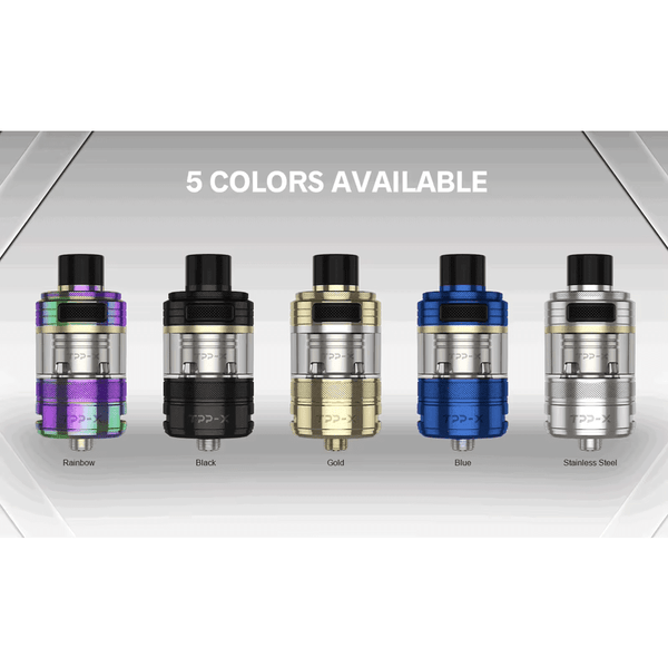 VooPoo TPP-X Pod Tank with two replacement coils for vape devices, featuring adjustable airflow and sleek design.