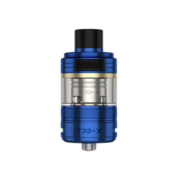 VooPoo TPP-X Pod Tank vape part with clear glass, black finish, and two coils for enhanced vaping experience