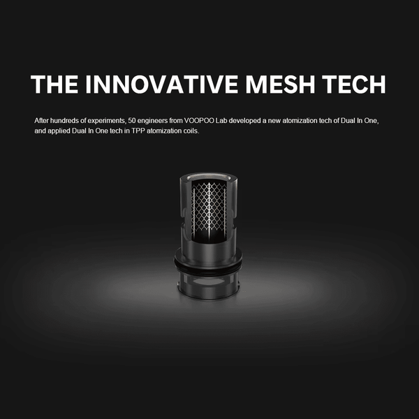 VOOPOO VooPoo TPP-X Pod Tank with two replacement coils, clear glass tank and black mouthpiece for vaping.