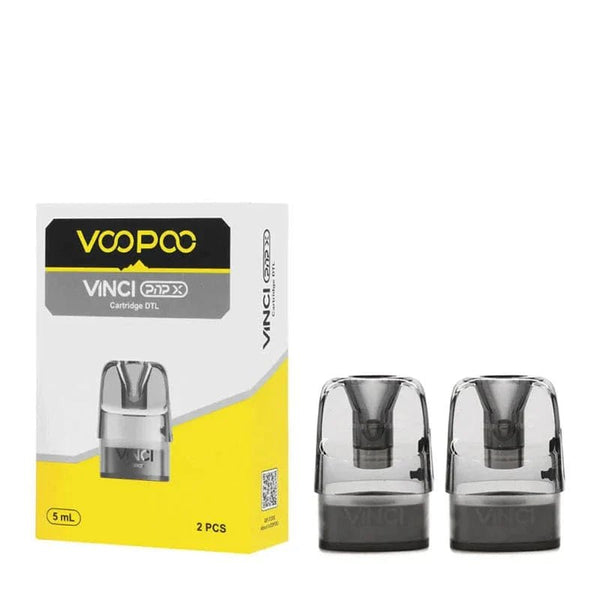 VOOPOO Vinci PnP-X vape pods shown in black with transparent mouthpiece, designed for use with VOOPOO Vinci vape device.