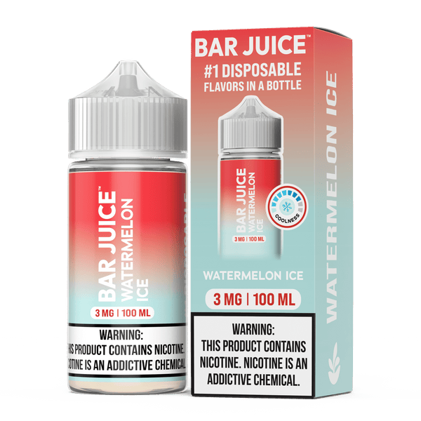 Watermelon ICE Bar Juice e-liquid in 100mL bottle, featuring refreshing watermelon and cooling ice flavor from Bar Juice.
