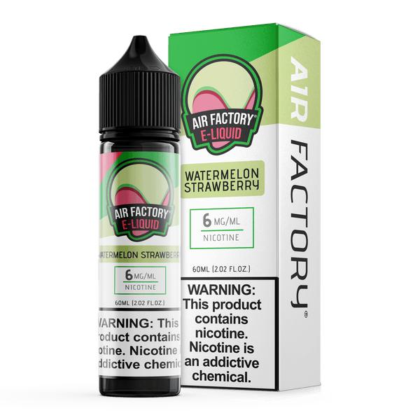 Bottle of Air Factory Watermelon Strawberry E-Liquid in a 60mL bottle with vibrant watermelon and strawberry flavors.