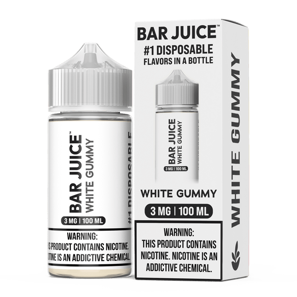 White Gummy Bar Juice e-liquid by Bar Juice in a 100mL bottle, featuring a white gummy candy flavor.