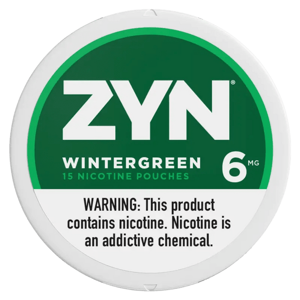 Wintergreen ZYN Nicotine Pouches 15ct, discreet nicotine pouch in wintergreen flavor, designed for convenient use.