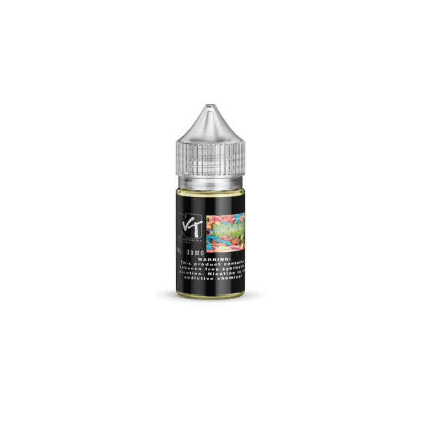Wormy SALT vape e-liquid by Vape The Nostalgia in a 30mL bottle, featuring a colorful worm-themed design.