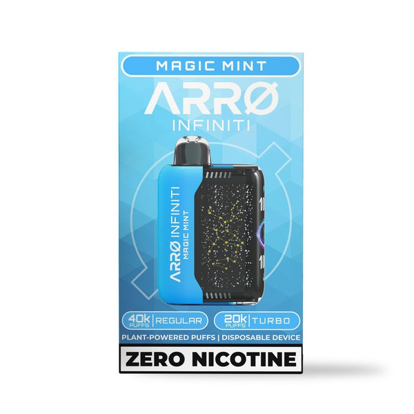 ARRO Infinity 40K disposable vape device with zero nicotine, sleek design, and large puff capacity for a satisfying vaping experience.