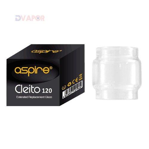Aspire Cleito 120 replacement glass bubble tube for vape atomizer, clear and cylindrical, designed for Aspire vape devices.