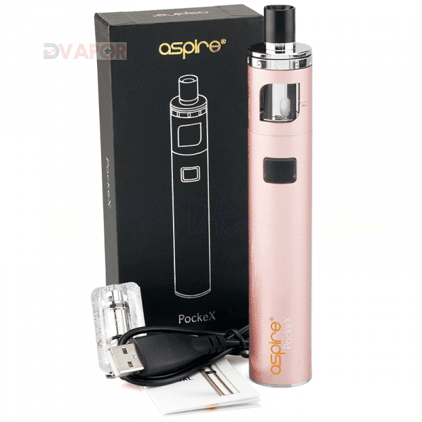Aspire PockeX Complete Starter Kit with electronic vaporizer device and accessories on a clean background.