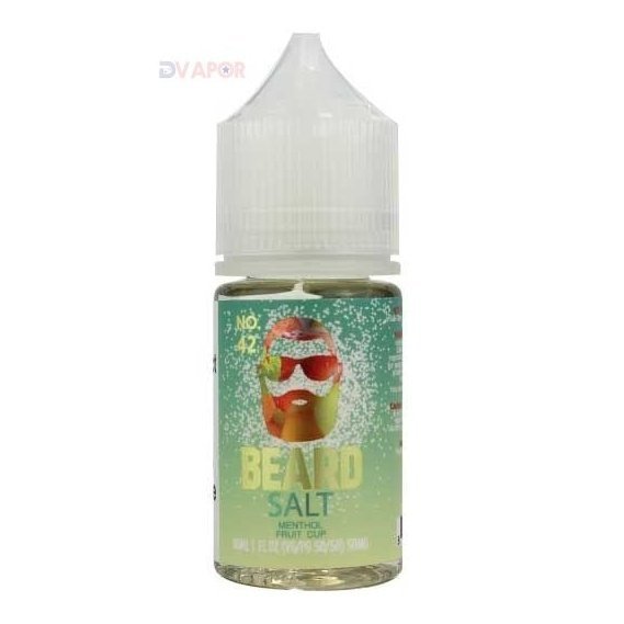 Beard Salts No. 42 Menthol Fruit Cup e-liquid bottle by Beard Vape Co, 30ml with menthol and fruit flavor.