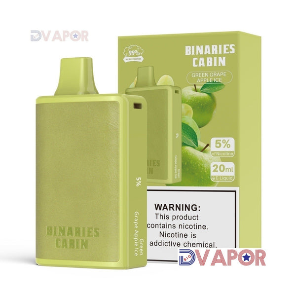HorizonTech Binaries Cabin disposable vape with 10,000 puffs, 20ml e-liquid, sleek design, and vibrant color scheme.