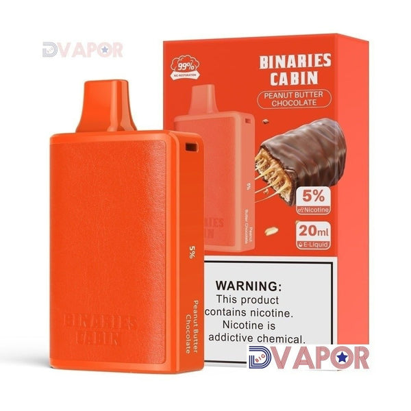 HorizonTech Binaries Cabin disposable vape with 10,000 puffs, 20ml e-liquid, featuring sleek design and discontinued status.