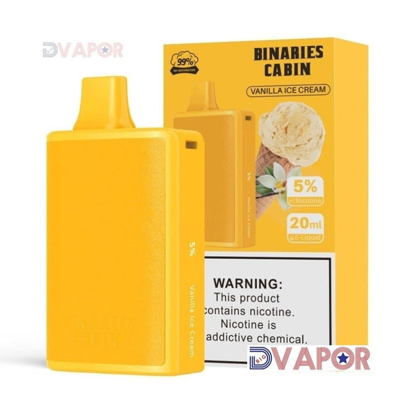 Horizon Tech Binaries Cabin disposable vape with 10,000 puffs and 20ml e-liquid, discontinued model, shown in the image.