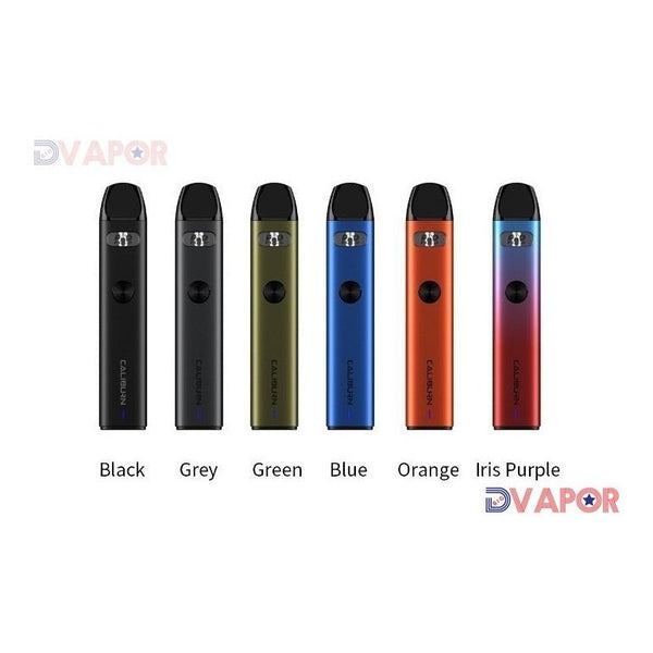 Uwell Caliburn A2 Pod Kit with two replacement pods and coils, compact hardware device for vaping.
