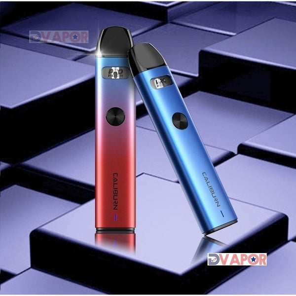 Uwell Caliburn A2 Pod Kit with two pods and coils, compact vaping device, black design, and included accessories.