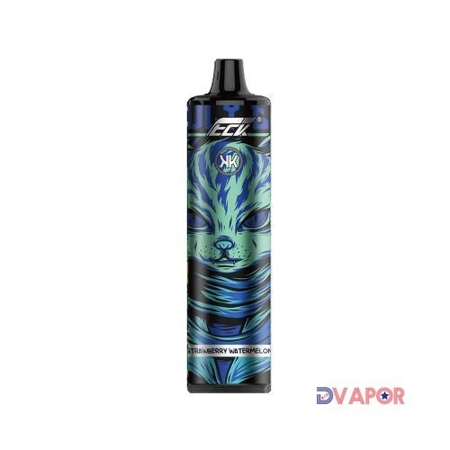 KK Energy Vape Disposable with mesh coil, rechargeable, in white design, featuring a sleek cylindrical shape and clear mouthpiece.