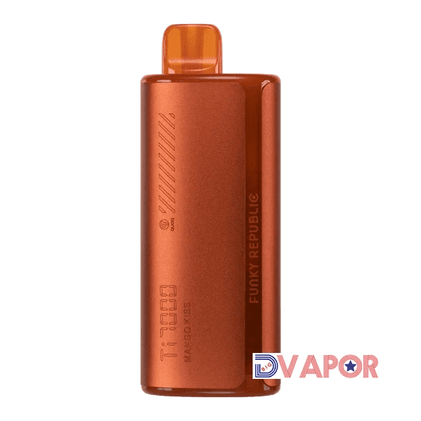 Funky Republic Ti7000 disposable vape in sleek design, featuring colorful branding and a mouthpiece for easy vaping.
