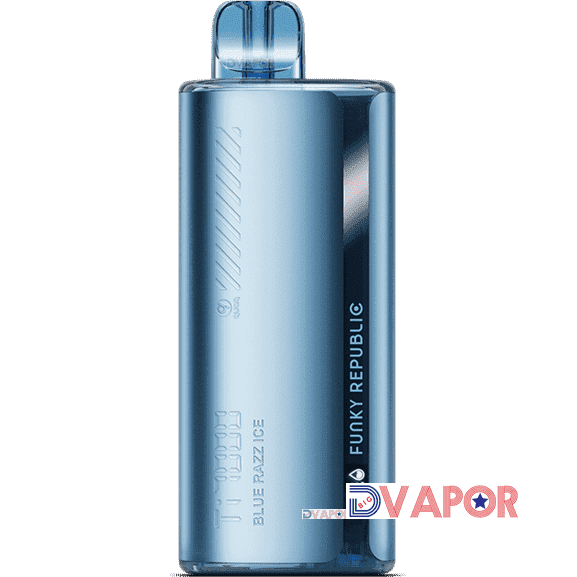 Funky Republic Ti7000 disposable vape in sleek design, featuring colorful branding and a mouthpiece for on-the-go vaping.