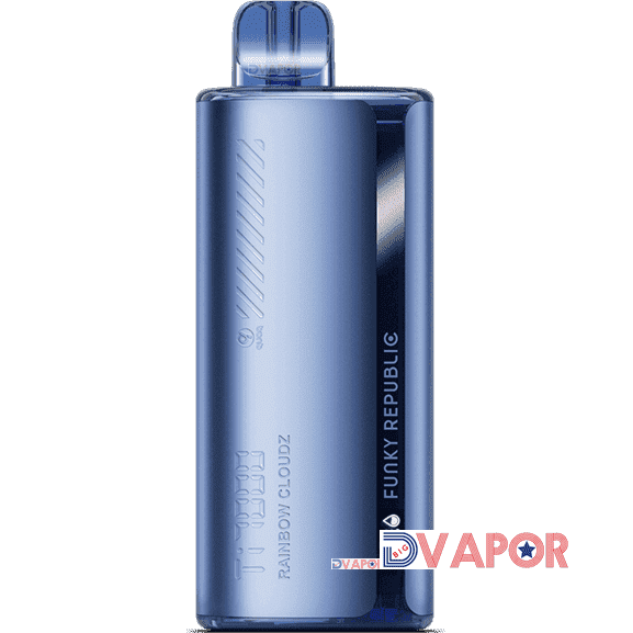 Funky Republic Ti7000 disposable vape in sleek black design, featuring the brand logo and mouthpiece for easy vaping.