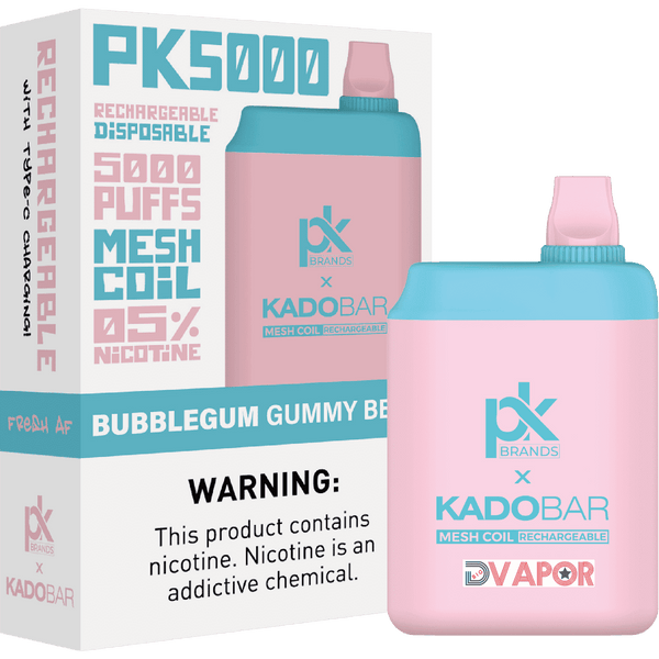 Pod King PK5000 KADO Bar disposable vape device with colorful design and sleek shape, offering 5000 puffs.