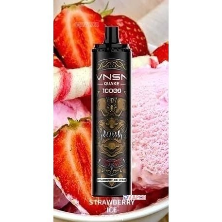 KK Energy VNSN Quake 10,000 Puff disposable vape, 20ml e-liquid, shown with sleek design and brand logo.