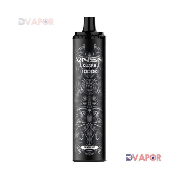 KK Energy VNSN Quake disposable vape with 10,000 puffs and 20ml e-liquid, shown in a sleek design with colorful branding.