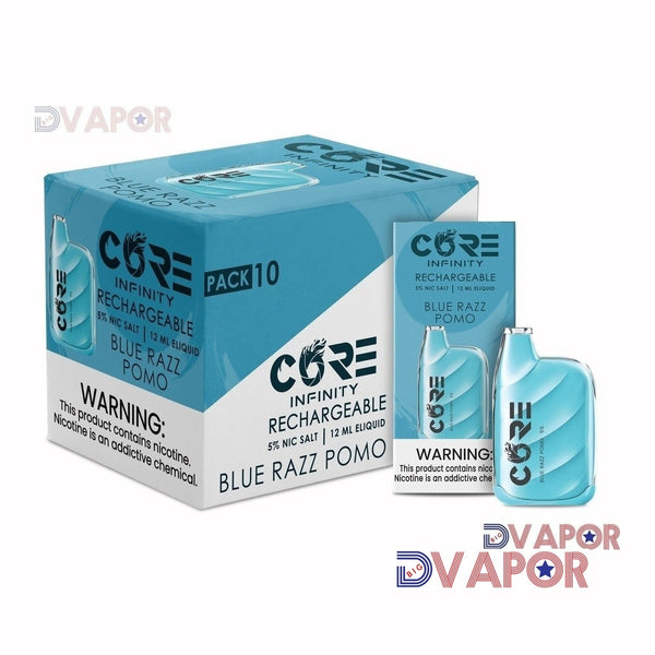 Core Labs Core Infinity CR6000 disposable vape with 6000 puffs, shown with sleek design and mouthpiece in white and black.