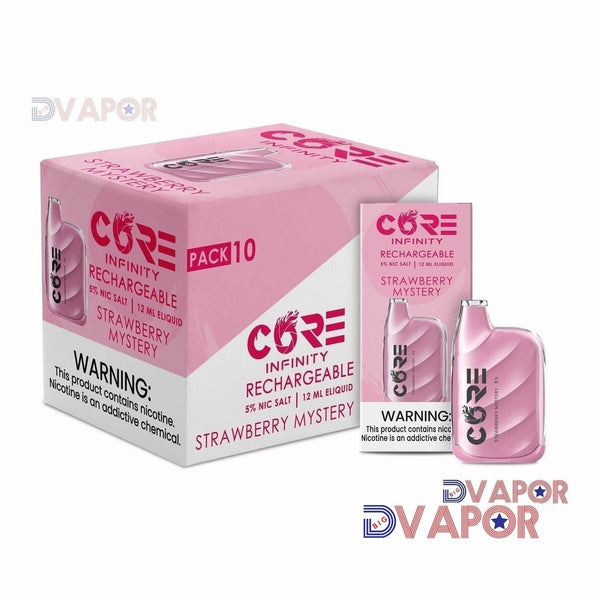 Core Infinity CR6000 disposable vape from Core Labs with 6000 puffs, showing the sleek cylindrical design and colorful branding.