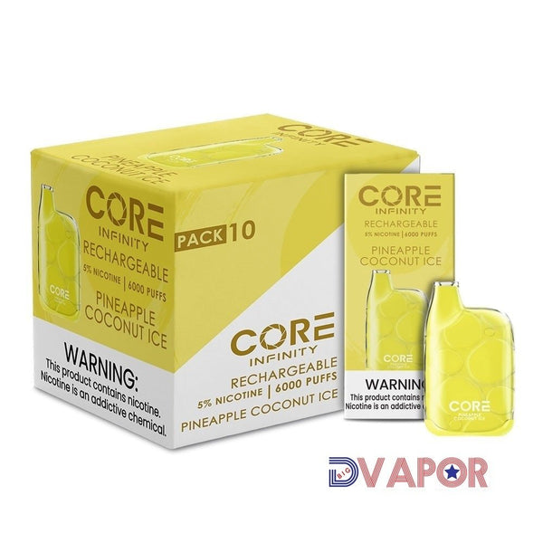 Core Infinity CR6000 disposable vape from Core Labs with 6000 puffs, shown in sleek design, discontinued model.