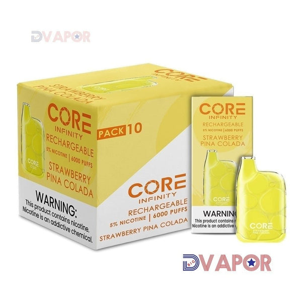 Core Labs Core Infinity CR6000 disposable vape with 6000 puffs, shown in sleek design, now discontinued.