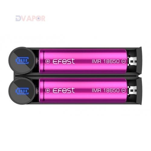 eFest Slim K2 dual battery charger for vape batteries, compact and portable vape part with two charging bays.