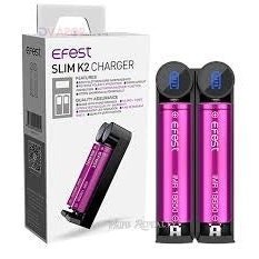 eFest Slim K2 Dual Battery Charger for vape batteries, compact and portable vape part with two charging slots.