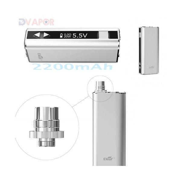 eLeaf iStick 20W handheld APV mod with 5.5V display and 2200mAh battery, compact vape hardware device.