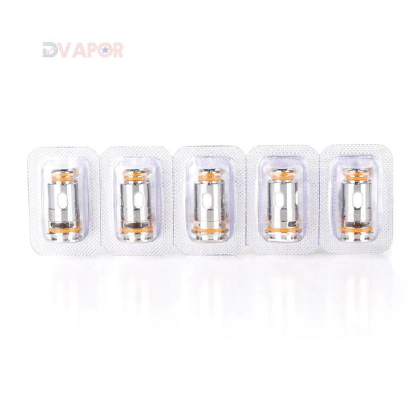 GeekVape B Series replacement coils for vape devices, showing multiple coils with cotton wicks and metal casings.