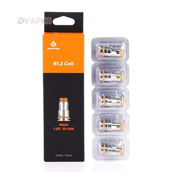 Geek Vape B Series replacement coils for vape devices, showing the coil heads with cotton wicks and metal housing.