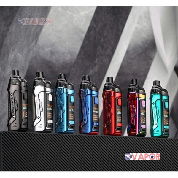 GeekVape B60 Aegis Boost 2 full kit with 2000mAh battery, showing the compact vape device and included accessories.
