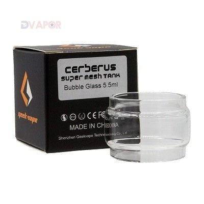 GeekVape Cerberus replacement glass with 5.5ml capacity, bubble design, for use with Geek Vape vape tanks.