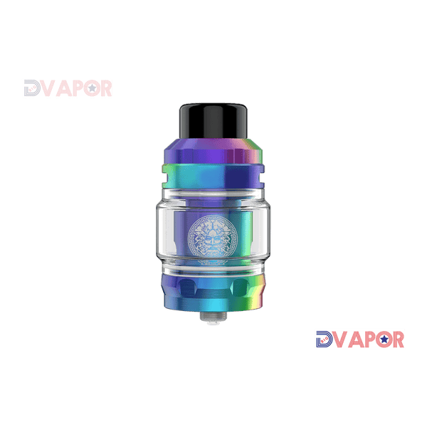 Geekvape Zeus Z Series Sub-Ohm Tank vape part with glass chamber, stainless steel accents, and adjustable airflow slots.