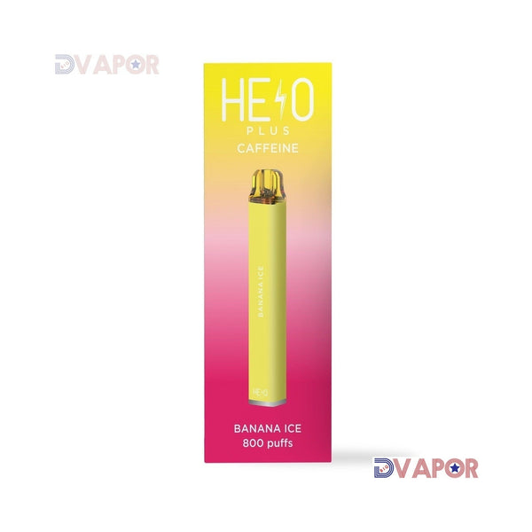 Melo Labs Helo Plus Caffeinated Zero Nicotine Vape disposable, 800 puffs, black cylindrical design with branding and flavor details