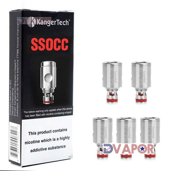 Kanger vertical OCC or SSOCC replacement coils for Subtank, 5-pack, vape part with new style design.