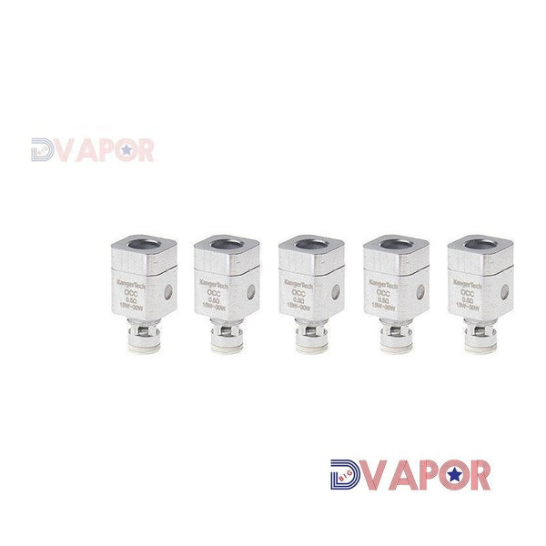 Kanger vertical OCC or SSOCC replacement coils for Subtank, 5-pack, vape part with new style design and ceramic or organic cotton wick