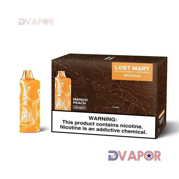Lost Mary MO5000 disposable vape pen, compact and sleek, featuring colorful design and mouthpiece for easy vaping.