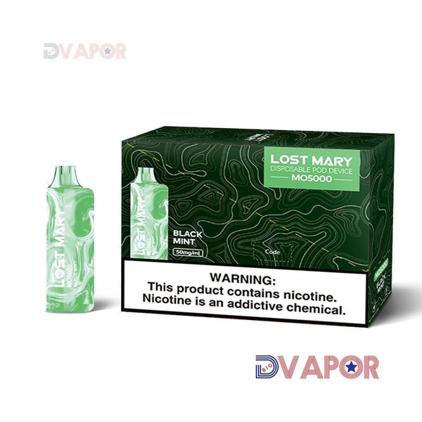Lost Mary MO5000 disposable vape pen with sleek design and colorful branding, designed for convenient vaping experience.